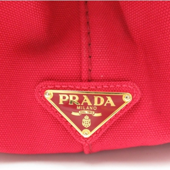 PRADA Canapa Small Red Logo Tote - Picture 5 of 16